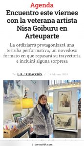 Nisa Goiburu participara en una tertulia performativa